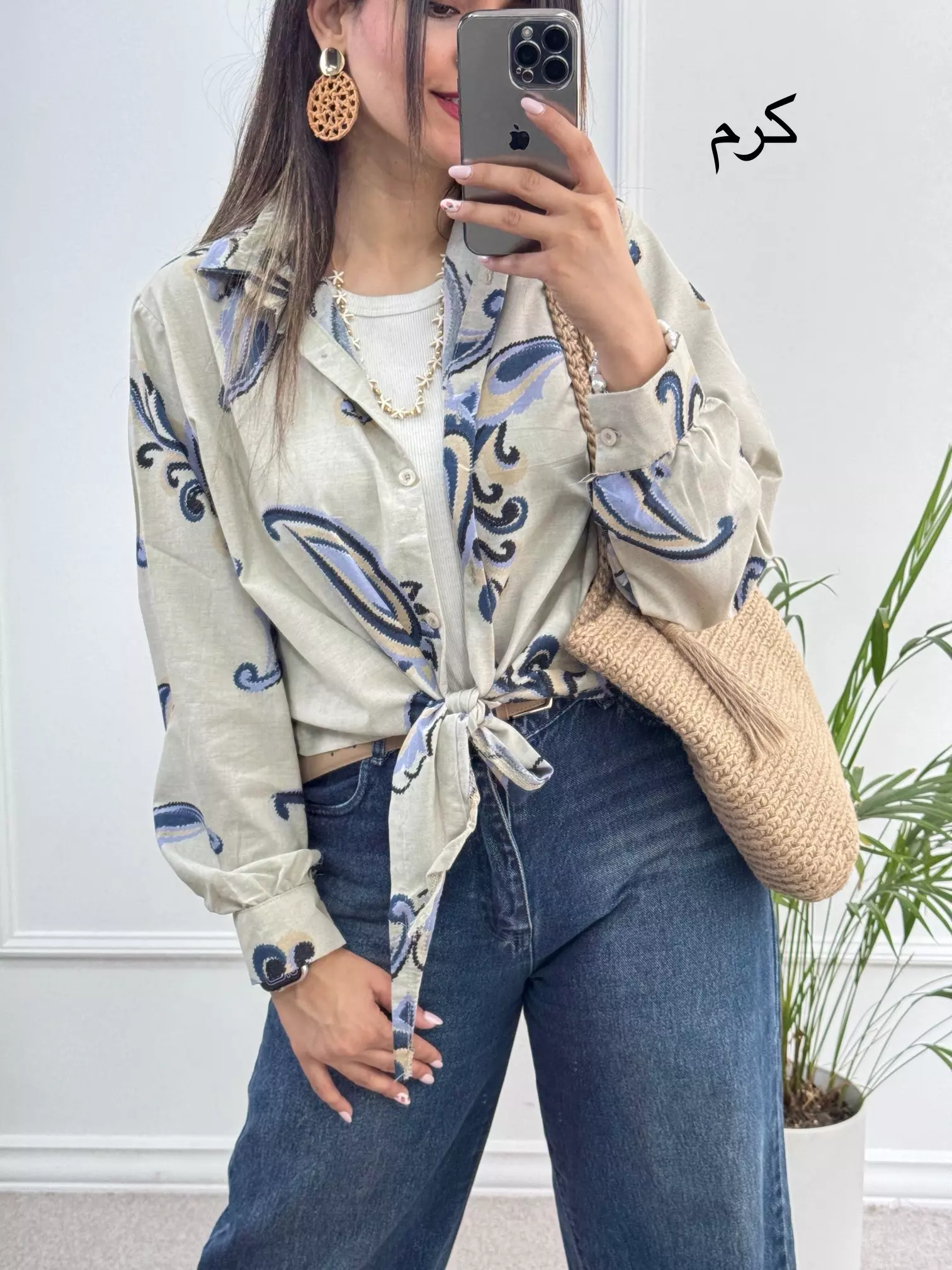 شومیز لینن گره ای ایتالیایی